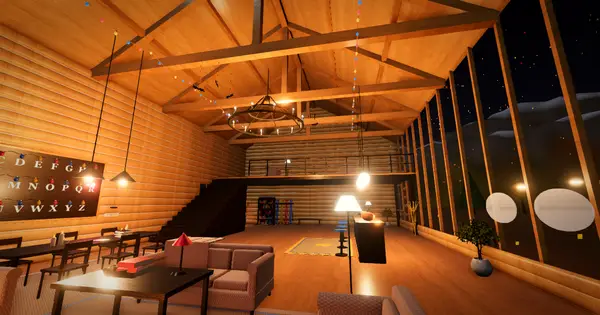 Inside the Winter Chalet on Halloween night