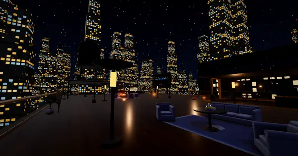 The Countdown rooftop on a Halloween night above the city
