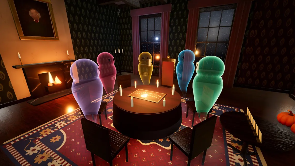 Séance at Hollowmere House: a team of players as avatars, together in the game